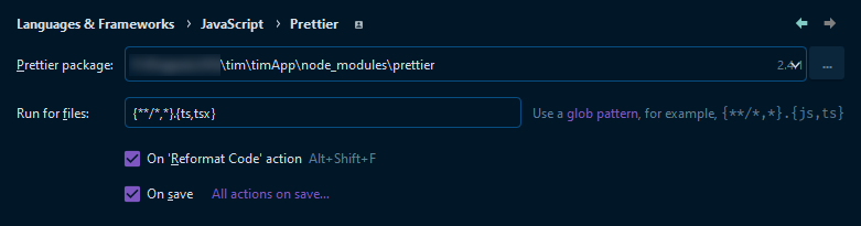 PyCharm-pohjan oikeat asetukset Prettier-työkalulle
